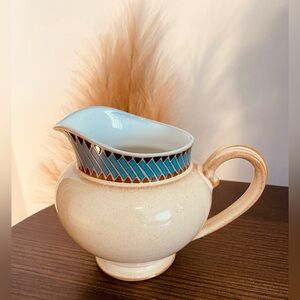 Denby Cream and Blue Ceramic Creamer, Gravy Jug